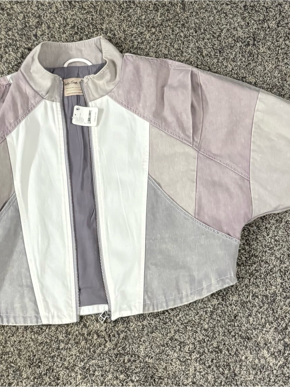 We The Free White Jacket with Lavender & Gray Accents